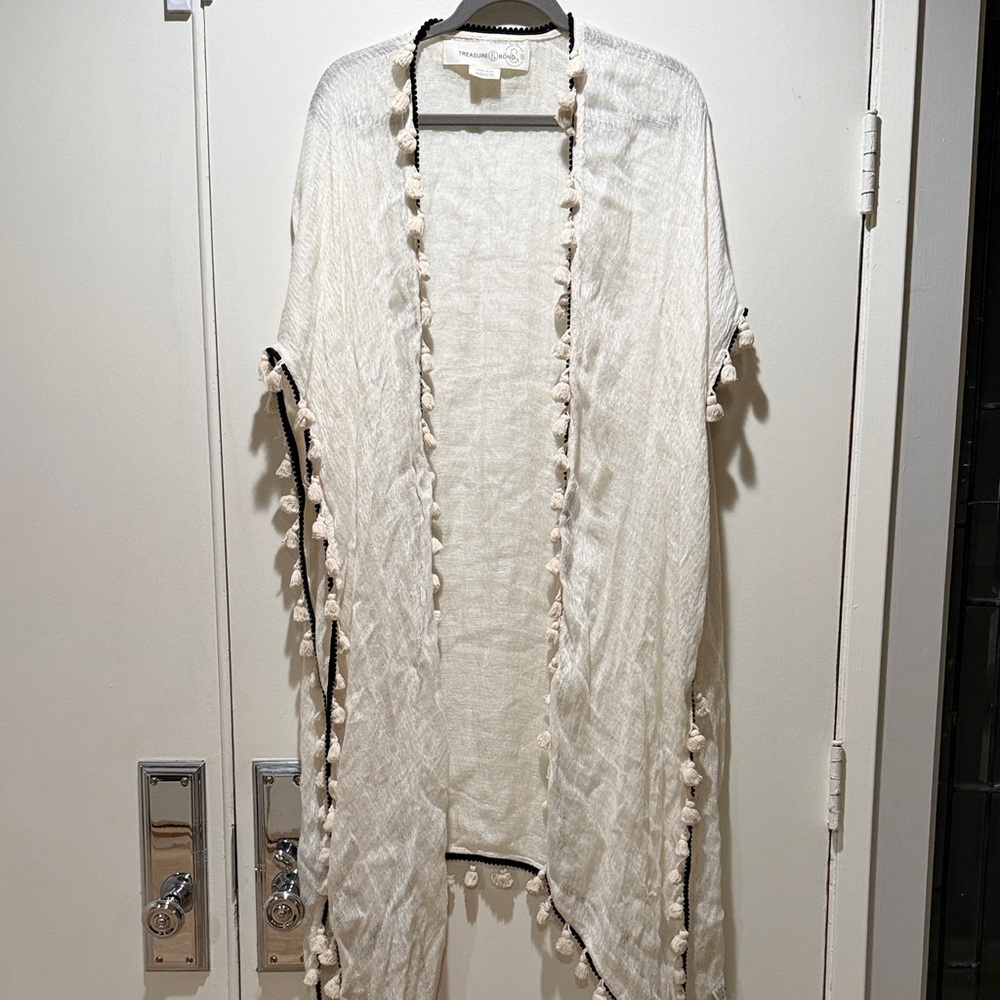White Kimono Cardigan with tassels